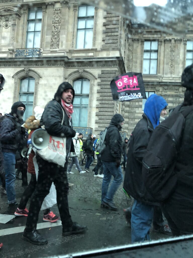 デモ行進するフランス人の群衆